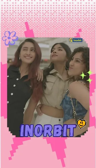 Three friends posing against a pink Inorbit backdrop